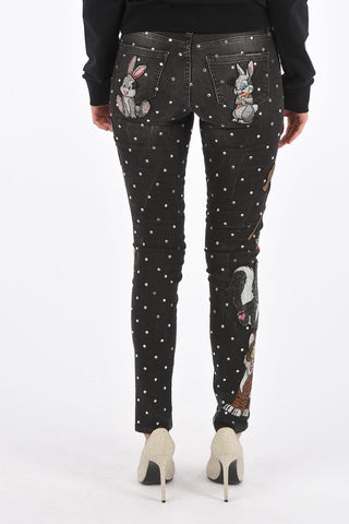 allo over crystal and patch embroidered IGGY jeggings