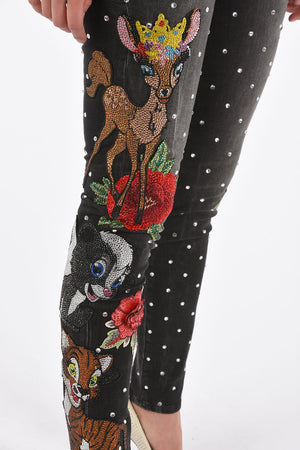 allo over crystal and patch embroidered IGGY jeggings