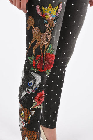 allo over crystal and patch embroidered IGGY jeggings