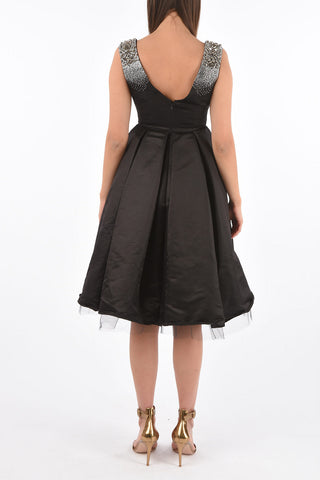 COUTURE studded straps THIS WOULDN'T BE RIGHT pleated dress