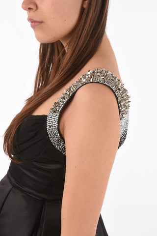 COUTURE studded straps THIS WOULDN'T BE RIGHT pleated dress