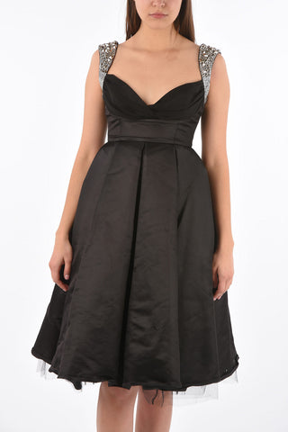 COUTURE studded straps THIS WOULDN'T BE RIGHT pleated dress