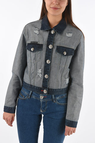 COUTURE skull embroidered CLAUDINE BORN denim jacket