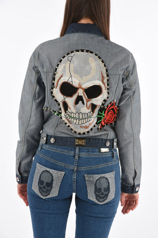 COUTURE skull embroidered CLAUDINE BORN denim jacket