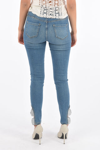 high waist slim fit jeggings with ankle bow
