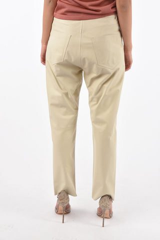 5 Pocket Leather Pants with Belt Loops