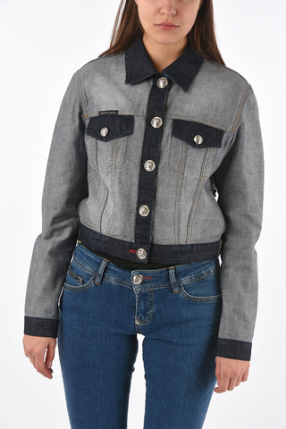 COUTURE denim CLAUDINE BORN jacket with skull embroidery on the back