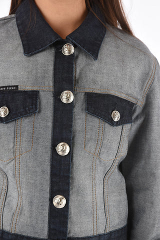 COUTURE denim CLAUDINE BORN jacket with skull embroidery on the back
