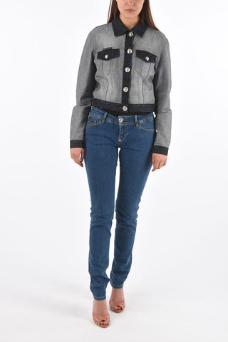 COUTURE denim CLAUDINE BORN jacket with skull embroidery on the back