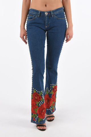 jeans bootcut ANDREEA ELISE VOON ricamati