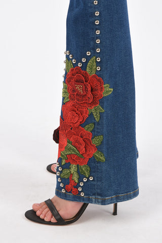 jeans bootcut ANDREEA ELISE VOON ricamati