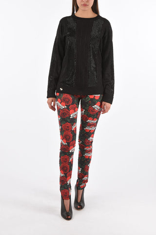 COUTURE maglia a trecce LS in lurex con cristalli