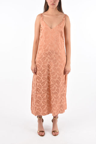 Abito Jacquard Midi con Motivo Vegetale
