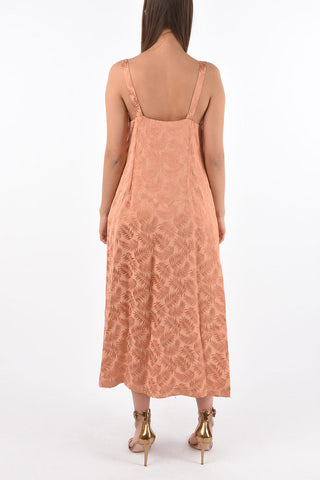Abito Jacquard Midi con Motivo Vegetale