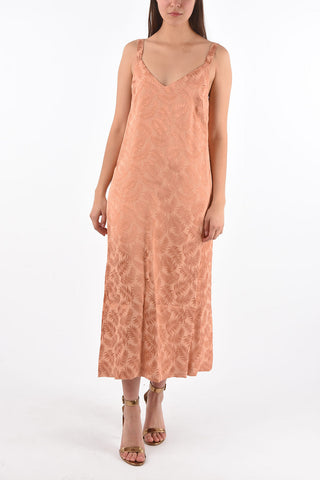 Plant Motif Jacquard Midi Dress
