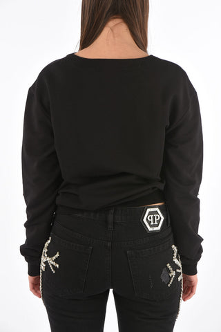 v-neck FEONA sweatshirt with lace up detail