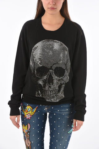 COUTURE cashmere SUN crew-neck sweater with skull