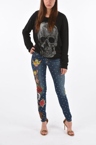 COUTURE cashmere SUN crew-neck sweater with skull