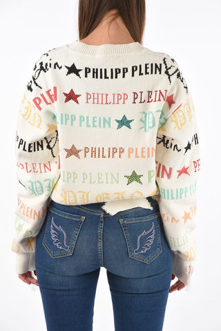 COUTURE vintage effect embroidered SS Statement oversized sweater