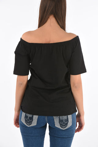 COUTURE laced details off shoulder SS CLARIA top