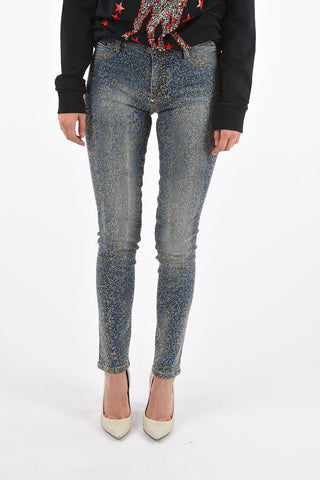 studded mid waist jeans