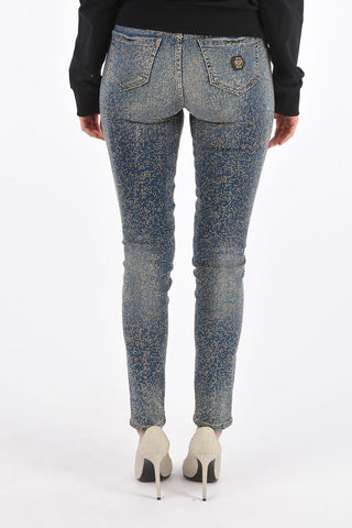 studded mid waist jeans