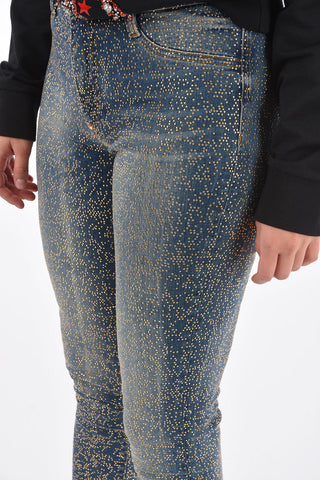 studded mid waist jeans