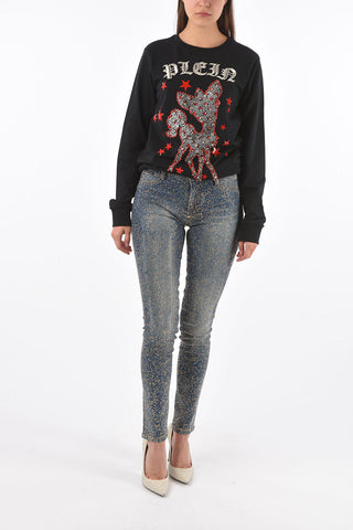studded mid waist jeans