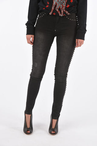 stretch denim DYING INSIDE Jeggings with studs