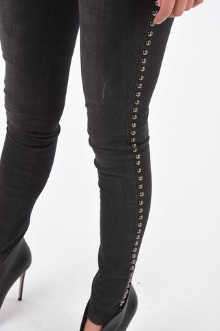 stretch denim DYING INSIDE Jeggings with studs