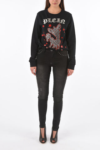 stretch denim DYING INSIDE Jeggings with studs
