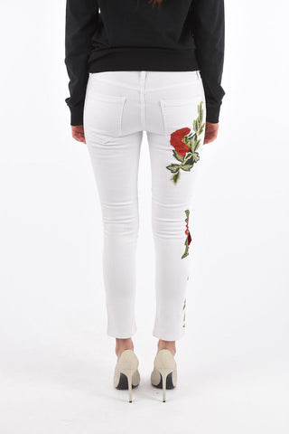 pantaloni Supreme Dixon Mila slim fit con ricamo rose laterale