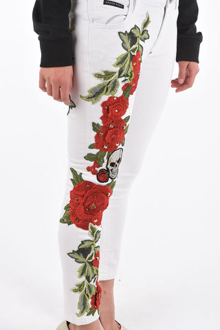 slim fit  Supreme Dixon Mila pants with side embroidered roses