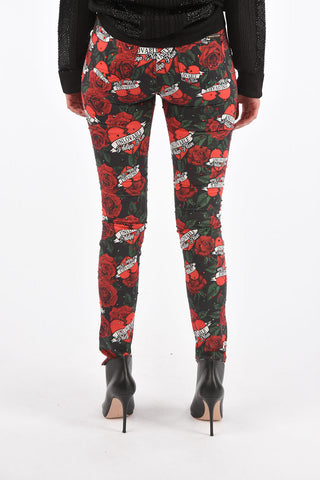 Jegging DIVINA stampa rose a vita alta