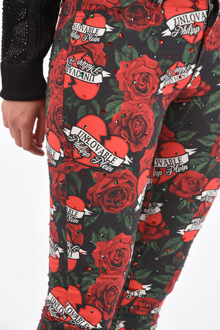 Jegging DIVINA stampa rose a vita alta