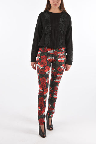 Jegging DIVINA stampa rose a vita alta