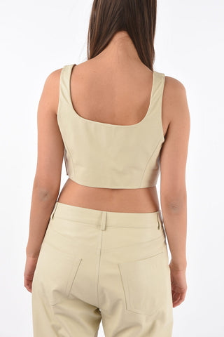 Side Zipped Leather Crop Top