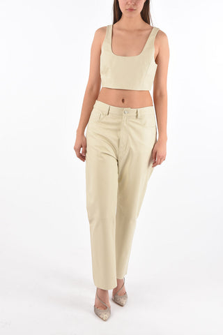 Side Zipped Leather Crop Top