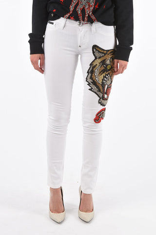 jeggings Hands on Me con ricamo tigre laterale