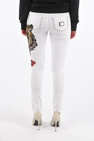 jeggings Hands on Me con ricamo tigre laterale