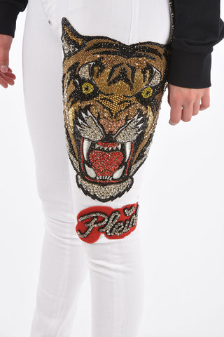 jeggings Hands on Me con ricamo tigre laterale