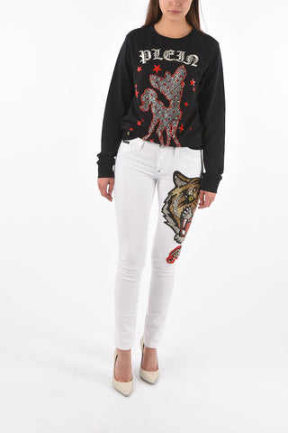 jeggings Hands on Me con ricamo tigre laterale