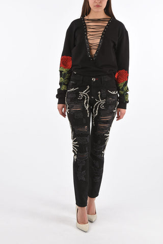jewel all over distressed Boyfriend cut CHICAGO LIGHT jeans