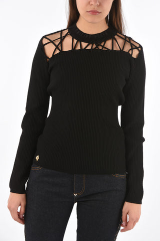COUTURE maglia a costine LS TWINE con dettagli cut out
