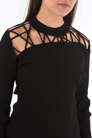 COUTURE maglia a costine LS TWINE con dettagli cut out