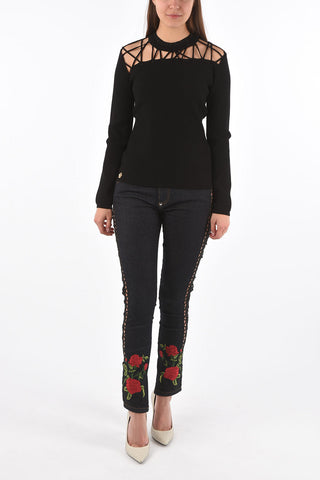 COUTURE maglia a costine LS TWINE con dettagli cut out