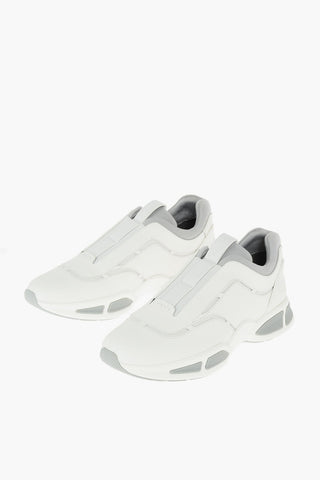 ZZEGNA leather and fabric slip on sneakers