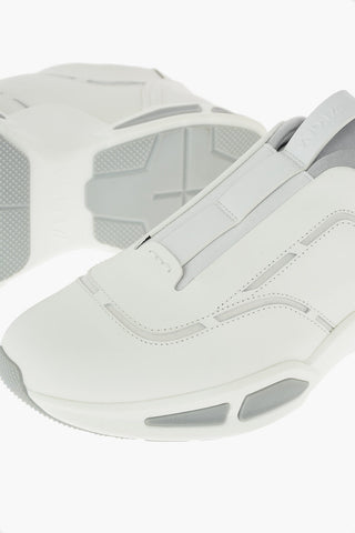 ZZEGNA leather and fabric slip on sneakers