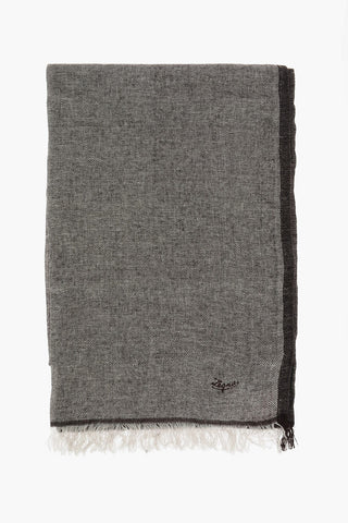 EZ LUXURY fringed flax blend scarf
