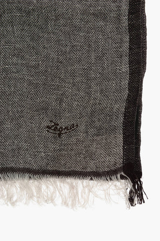 EZ LUXURY fringed flax blend scarf